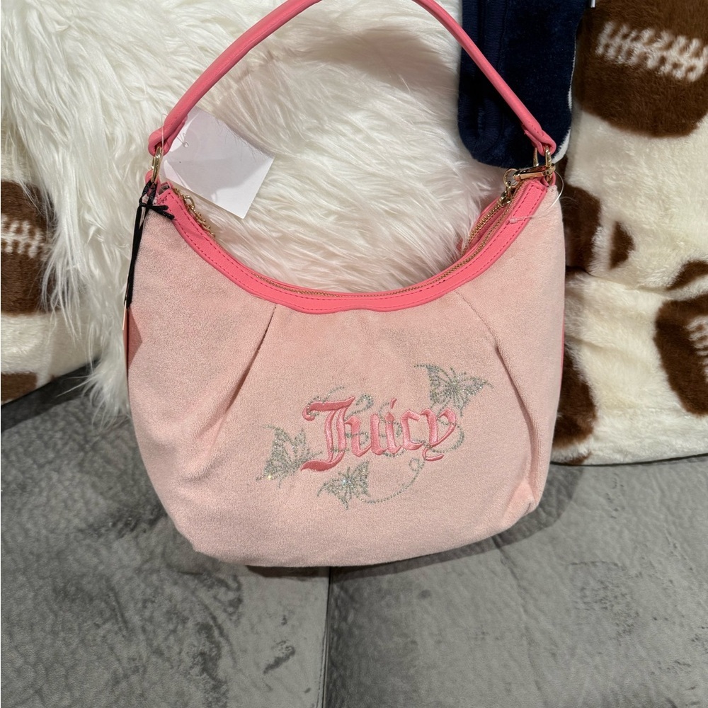 Juicy Couture Pink Hobo Bag with Embroidered Detailing
